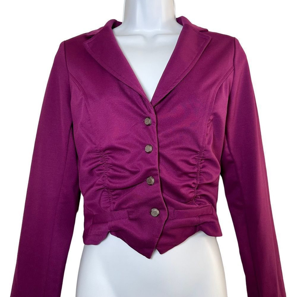 Deb Y2K Cropped Blazer Button Front Purple Junior’s Medium NWT